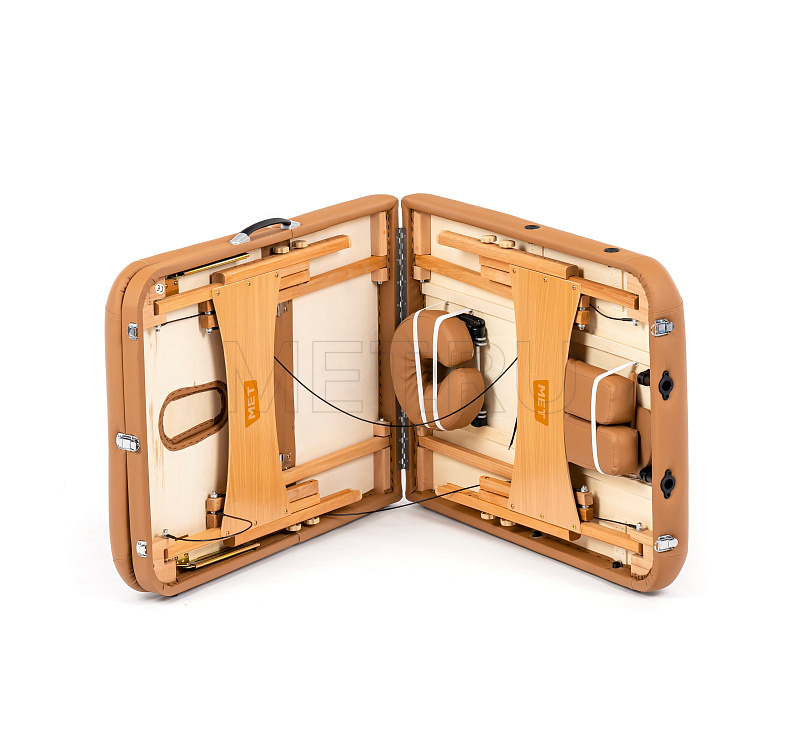 MET Comfort PRO W3 Стол массажный на деревянном каркасе, с трёхсекционной панелью коричневого цвета